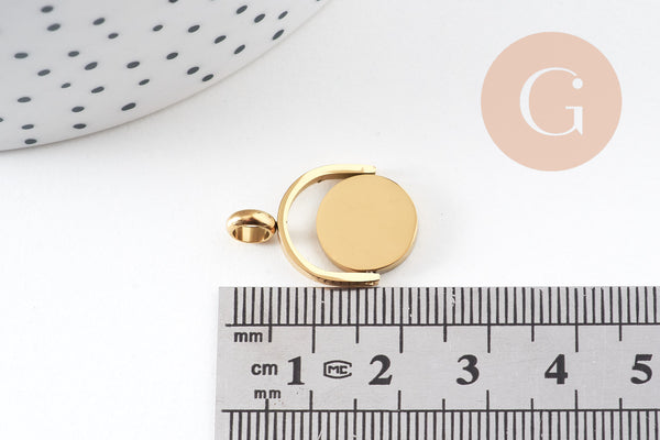 Pendentif rotatif médaille personnalisable 21.5mm, x1 (G10897)