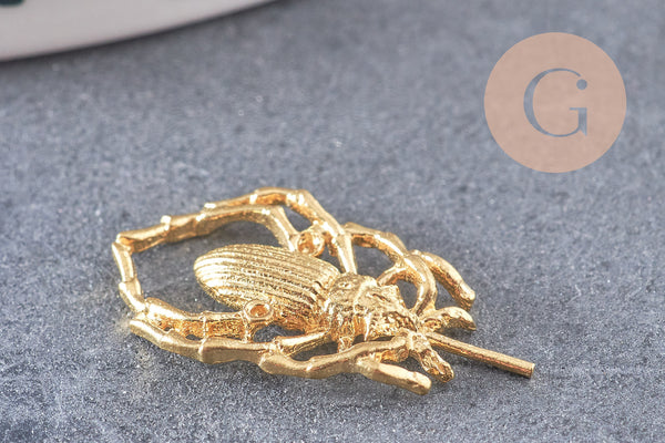 Pendentif scarabée laiton brut breloque laiton brut 24mm, bijou laiton insecte, création bijoux,pendentif laiton brut, x2 (G7435)