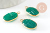 Pendentif scarabée onyx verte naturel argent 925 doré 18K 20mm, création bijou talisman en pierre x1 (G9442)