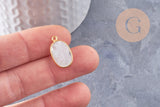 Pendentif scarabée pierre de lune naturelle argent 925 doré 18K 20mm, création bijou talisman en pierre x1 (G9864)