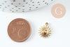 Pendentif soleil acier inoxydable 304 doré IP 24K 14.5mm, x1 (G10734)