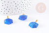 Pendentif soleil agate bleue support doré, pendentif pierre agate naturelle bleue, 23mm, x1 (G5522)