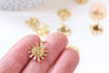 Pendentif soleil laiton doré 18k 16.5, pendentif en cristal pour création bijoux porte bonheur pour femme, x1 (G6238)