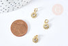 Pendentif soleil laiton doré zircon, pendentif en cristal pour création bijoux porte bonheur pour femme en zircon,10mm, x1 (G4742)