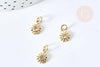 Pendentif soleil laiton doré zircon, pendentif en cristal pour création bijoux porte bonheur pour femme en zircon,10mm, x1 (G4742)