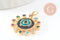 Pendentif soleil oeil cristal zircon émail coloré, 21.5mm, x1 (G6197)