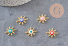 Pendentif soleil oeil cristal zircon émail coloré, x 2 (G1816)