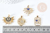 Pendentif soleil oeil protecteur chance zamac doré zircon 18K 13-30mm,Pendentif doré porte-bonheur x1 G7690