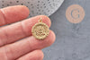 Pendentif soleil zodiaque doré 18K,pendentif doré horoscope,porte-bonheur,laiton doré, Pendentif soleil,21mm, x1 (G3165)
