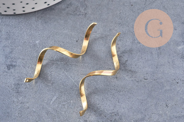 Pendentif spirale laiton brut spirale 55mm, breloques laiton brut sans nickel pour creation pendentif bijoux géométrique, x2 (G4687)