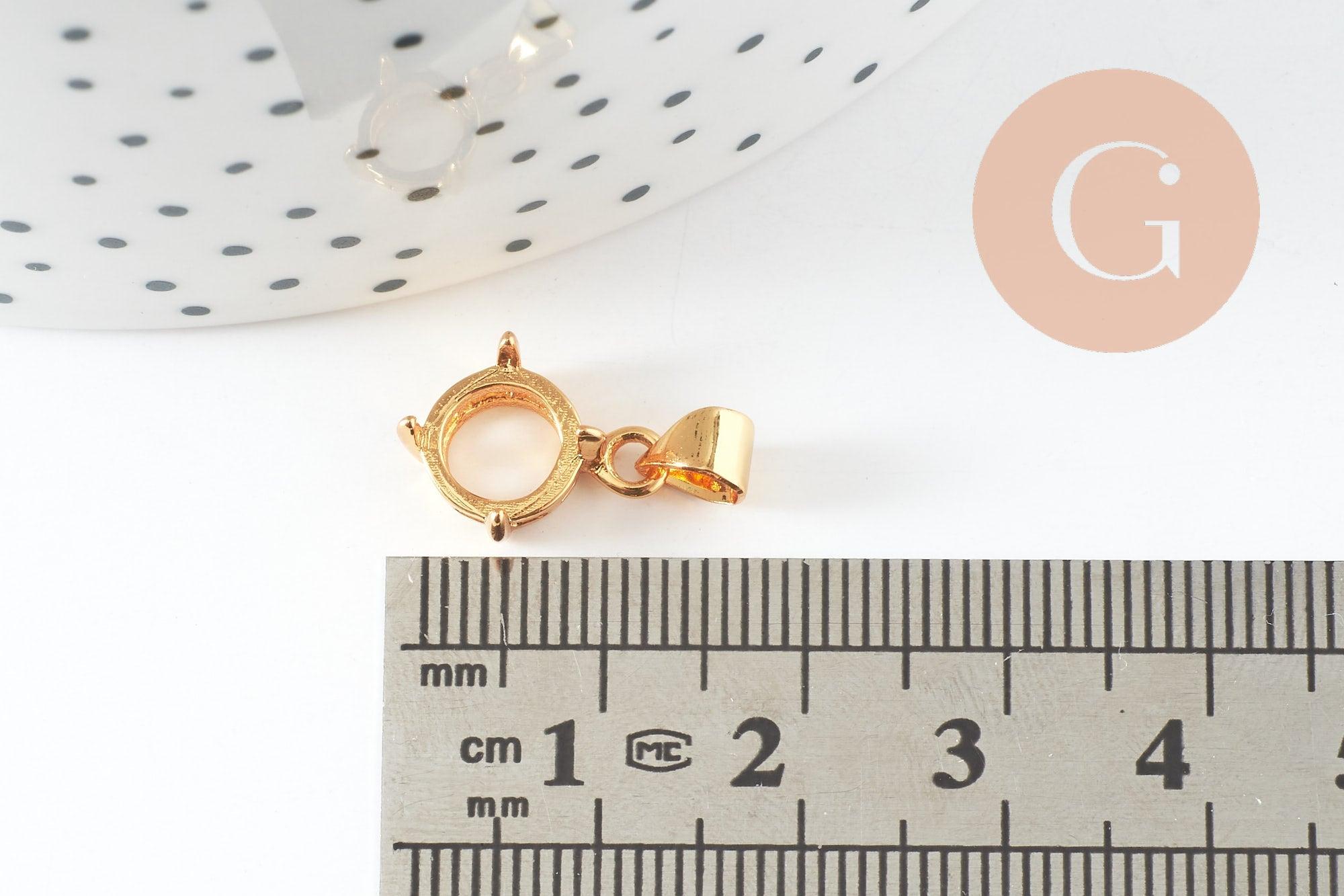 Pendentif support cabochon rond à griffes 8mm laiton doré, x1 (G10050)