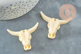 Pendentif tête de vache résine blanche,pendentif imitation corail en résine,46.5mm x2 (G4998)