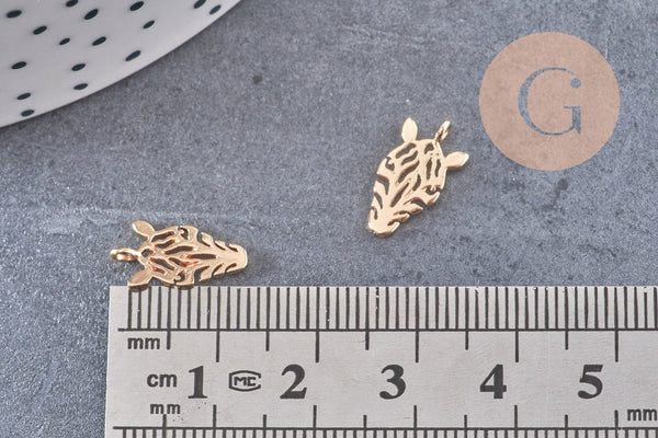 Pendentif tête de zèbre laiton doré 18k 14mm,Pendentif doré pour création de bijoux, x1 G5999