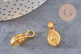 Pendentif tibétain laiton doré, breloque bouddhisme, pendentif laiton religieux, 21mm, x2 (G4324)