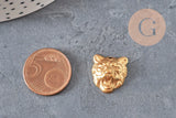 Pendentif tigre relief laiton brut 16m, x1 (G10163)