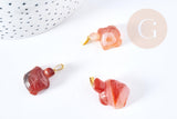 Pendentif tortue agate naturelle orange support doré 21mm, x1, G8636