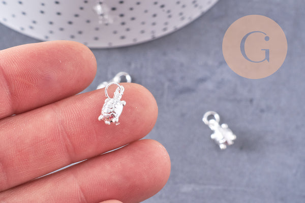 Pendentif tortue argent massif 925 12.5mm, x1 (G10701)