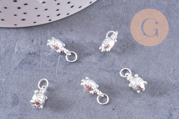 Pendentif tortue argent massif 925 12.5mm, x1 (G10701)