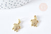 Pendentif tortue laiton doré zircon 16mm, x1 (G8587)