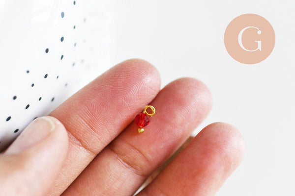 Pendentif toupie doré carats cristal multicolore transparent 9mm, pendentif doré cristal, X8 (G6223)