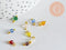Pendentif toupie doré carats cristal multicolore transparent 9mm, pendentif doré cristal, X8 (G6223)