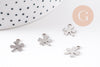 Pendentif trèfle 4 feuilles acier 201 inoxydable platine 13.5mm, x2 (G10482)