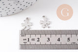 Pendentif trèfle 4 feuilles acier 201 inoxydable platine 13.5mm, x2 (G10482)