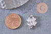 Pendentif trèfle 4 feuilles laiton platine zircons 17mm, x1 (G10403)