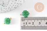 Pendentif trèfle 4 feuilles verre vert laiton 14.5mm, x1 (G10824)