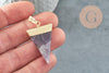 Pendentif triangle améthyste violette, fournitures créatives, pendentif pierre, support doré, création bijoux, pierre naturelle, 33mm, x1 (G1362)