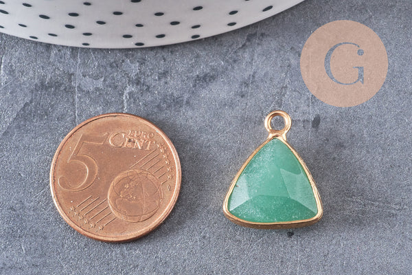 Pendentif triangle aventurine verte facettes,pendentif bijoux, pendentif aventurine pierre Naturelle,19mm, x1, G5013