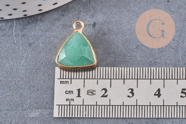 Pendentif triangle aventurine verte facettes,pendentif bijoux, pendentif aventurine pierre Naturelle,19mm, x1, G5013