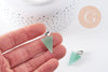 Pendentif triangle aventurine verte naturelle acier inoxydable platine 24mm, x1 (G10060)