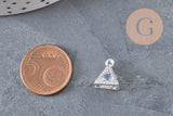 Pendentif triangle cristal zircon zamac argenté 11mm, x4(G0290)