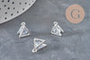 Pendentif triangle cristal zircon zamac argenté 11mm, x4(G0290)