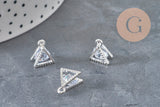 Pendentif triangle cristal zircon zamac argenté 11mm, x4(G0290)