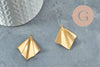 Pendentif triangle éventail plié laiton brut, apprêt doré, sans nickel, Pendentif doré,laiton brut,32mm, X2 (G0111)