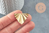 Pendentif triangle éventail plié laiton brut lisse, apprêt doré sans nickel, Pendentif doré en laiton brut,29x22mm, x2 (G3222)