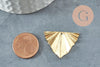 Pendentif triangle éventail plié laiton brut texturé 29x22mm, un Pendentif doré en laiton brut, X2 (G3221)