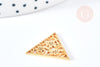 Pendentif triangle fleuri acier doré 17mm, breloque doré, acier inoxydable doré, pendentif sans nickel, création bijoux, x1 (G5925)