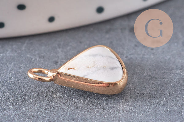 Pendentif triangle howlite,creation pendentif bijoux pierre naturelle, pendentif pierre howlite Naturel,16mm, x1 -G2095