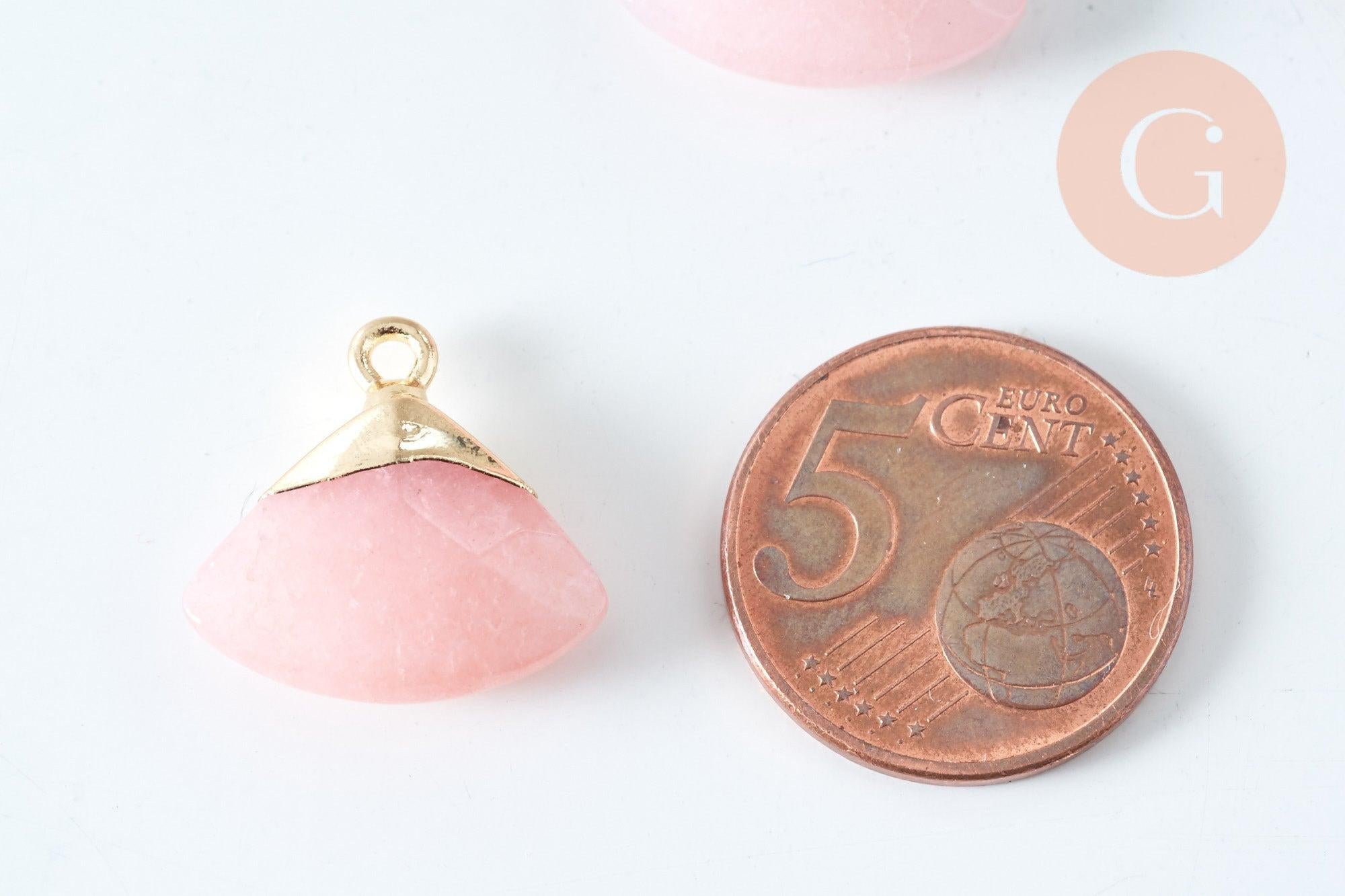 Pendentif triangle jade rose facettes 20mm,pendentif bijoux, pendentif pierre, jade naturel,jade bleu,pendentif jade, x1, G3065