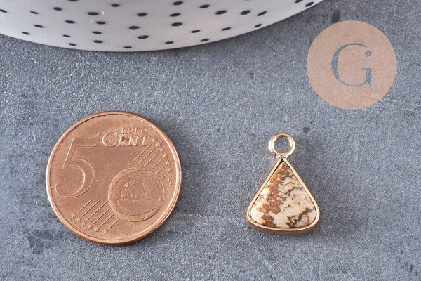 Pendentif triangle jaspe paysage,creation pendentif bijoux pierre naturelle, pendentif pierre jaspe Naturel,16mm, x1, G2330