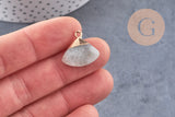 Pendentif triangle labradorite naturelle laiton doré 20mm, x1 (G2648)