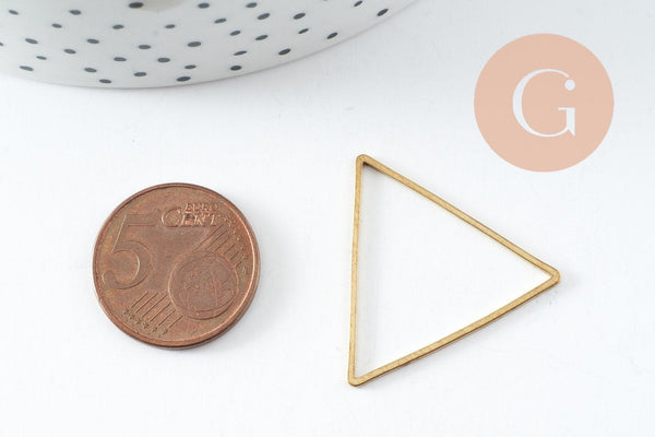 Pendentif triangle laiton brut 30mm, pendentif géométriquecréation bijoux, x10 (G2321)