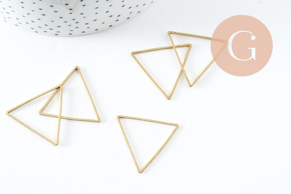 Pendentif triangle laiton brut 30mm, pendentif géométriquecréation bijoux, x10 (G2321)