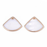 Pendentif triangle nacre blanche naturelle doré,pendentif quart de cercle nacre,coquillage blanc, 23mm, x2 G3036