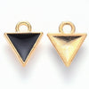 Pendentif triangle plein zamac doré émail noir 10mm,pendentif doré pour création de bijoux,x 5 G6106