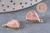 Pendentif triangle quartz fraise, pendentif pierre, support doré, création bijoux pierre naturelle, pierre naturelle, 19mm, x1, G5628