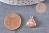 Pendentif triangle quartz fraise, pendentif pierre, support doré, création bijoux pierre naturelle, pierre naturelle, 19mm, x1, G5628